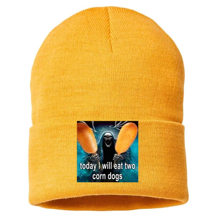 Today I Will Eat Two Corn Dogs Sustainable Knit Beanie