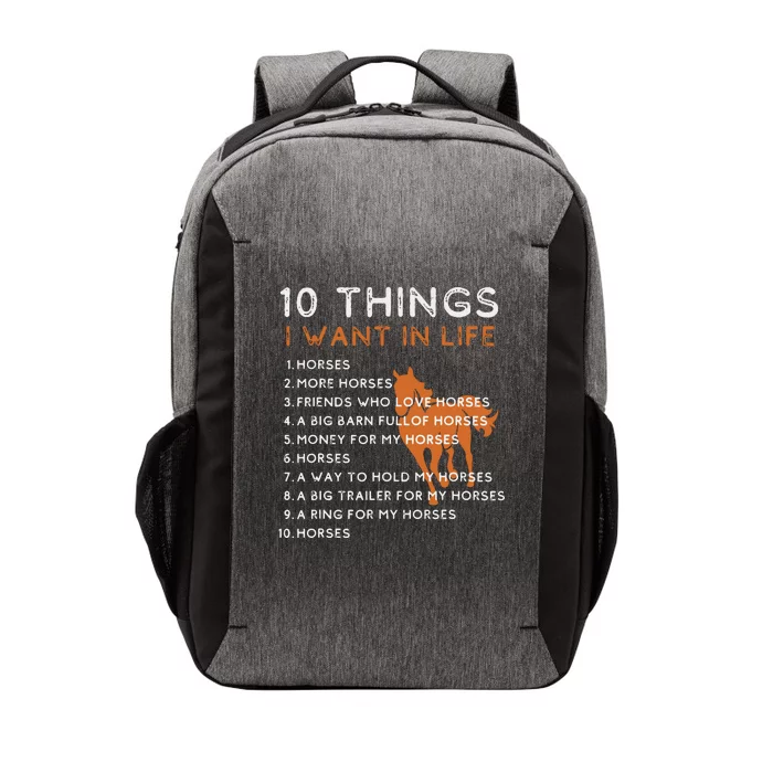 Things I Want In My Life Horses More Horses Horse Graphic Vector Backpack