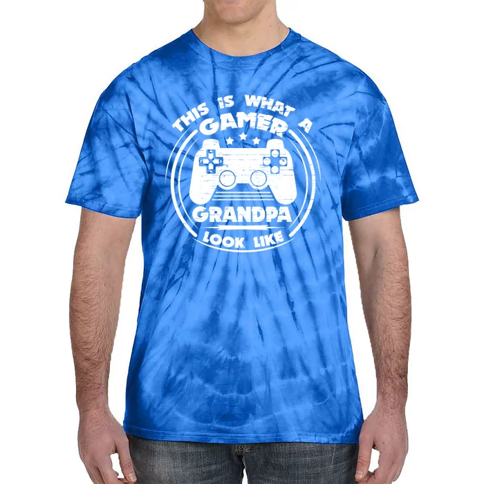 This Is What A Gamer Grandpa Look Like Video Games Gramps Funny Gift Tie-Dye T-Shirt