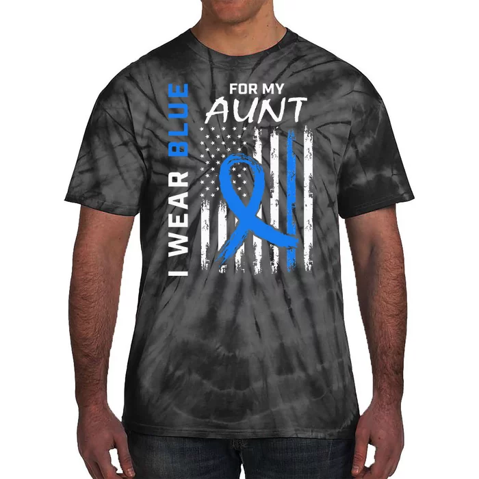 T2D I Wear Blue For My Aunt Diabetes Awareness American Flag Tie-Dye T-Shirt