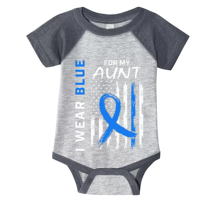 T2D I Wear Blue For My Aunt Diabetes Awareness American Flag Infant Baby Jersey Bodysuit