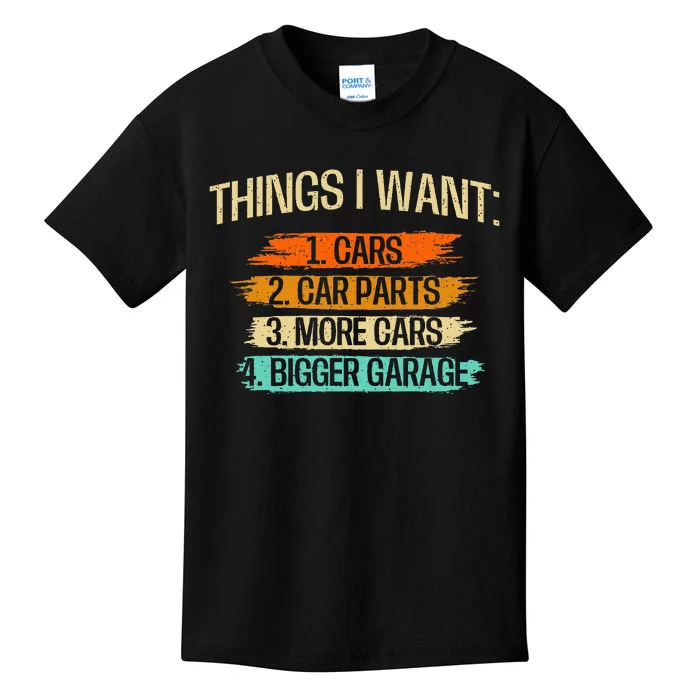 Things I Want Car Parts Enthusiast Auto Mechanic Engine Kids T-Shirt