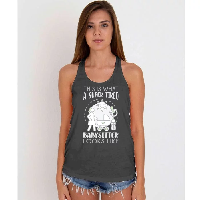 This Is What A Super Tired Sitter Looks Like Gift Women's Knotted Racerback Tank