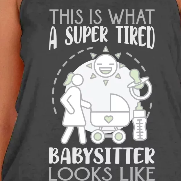 This Is What A Super Tired Sitter Looks Like Gift Women's Knotted Racerback Tank