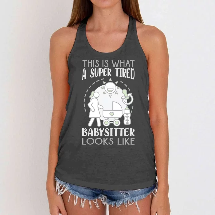 This Is What A Super Tired Sitter Looks Like Gift Women's Knotted Racerback Tank