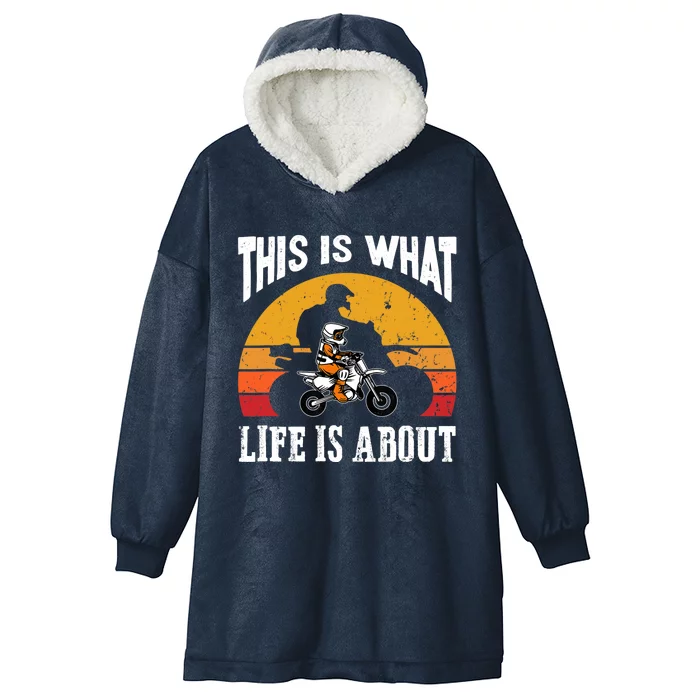 This Is What Life Is About Biker Father With Son Bike Hooded Wearable Blanket