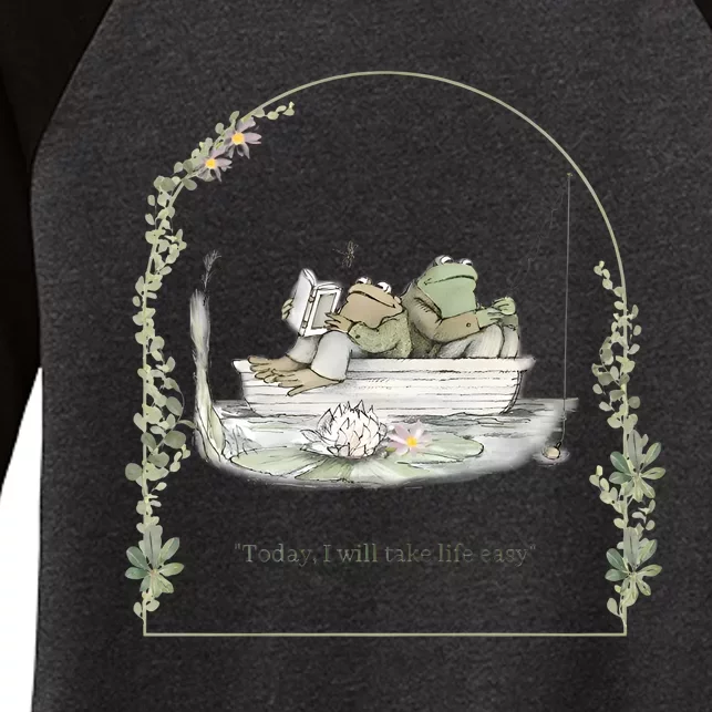 Today I Will Take Life Easy Vintage Frog And Toad Book Lover Women's Tri-Blend 3/4-Sleeve Raglan Shirt