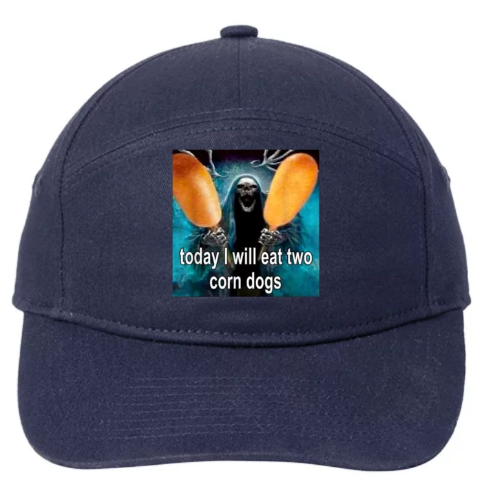 Today I Will Eat Two Corn Dogs Meme 7-Panel Snapback Hat