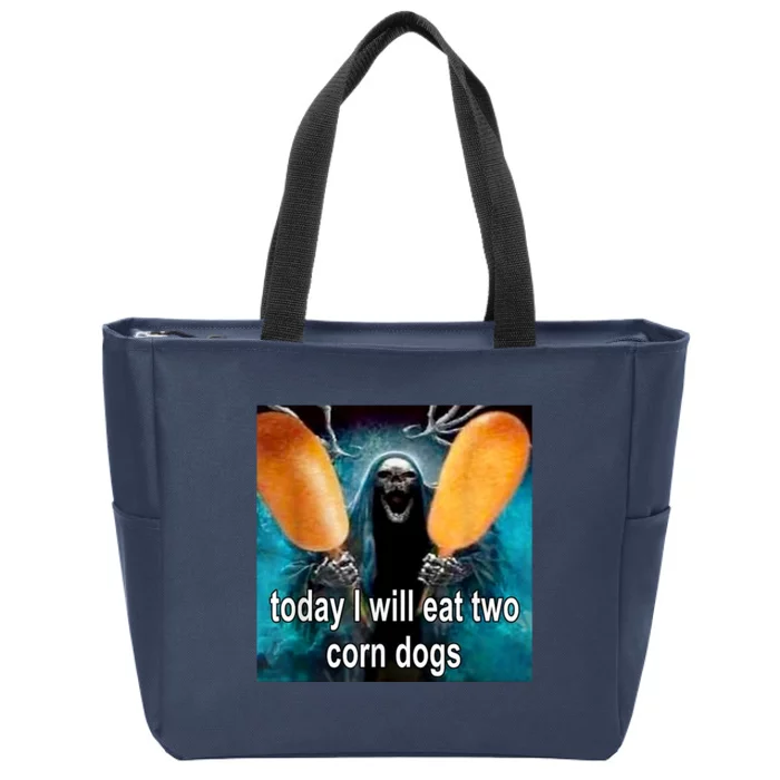 Today I Will Eat Two Corn Dogs Meme Zip Tote Bag