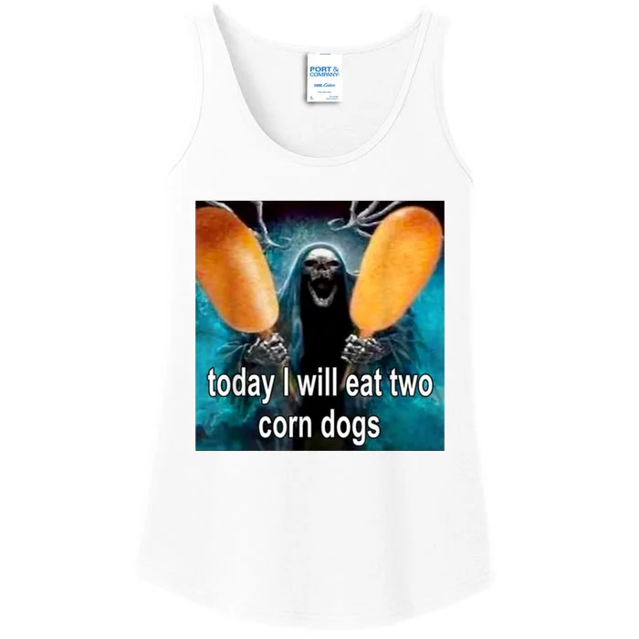 Today I Will Eat Two Corn Dogs Meme Ladies Essential Tank