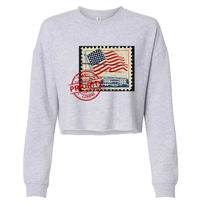 This Is What An Awesome Philatelist Looks Like American Flag Cropped Pullover Crew