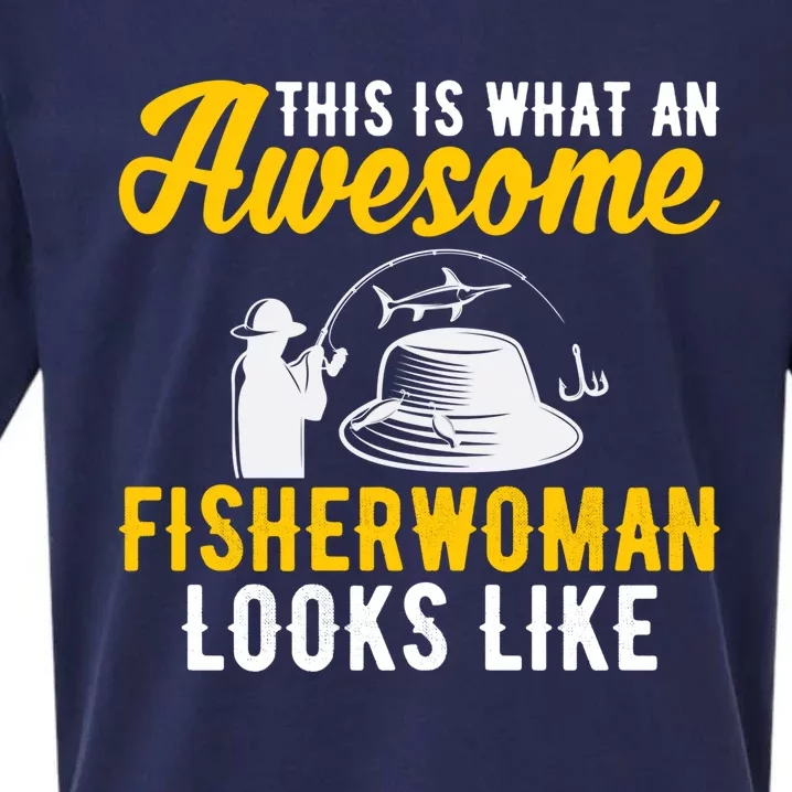 This Is What An Awesome Fisher Looks Like Fishing Mom Gift Sueded Cloud Jersey T-Shirt