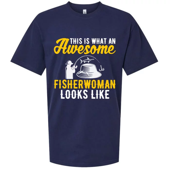 This Is What An Awesome Fisher Looks Like Fishing Mom Gift Sueded Cloud Jersey T-Shirt