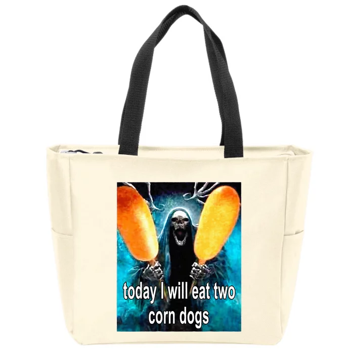 Today I Will Eat Two Corn Dogs Zip Tote Bag