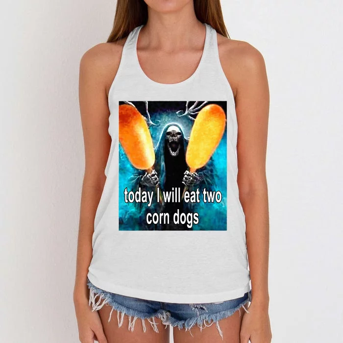 Today I Will Eat Two Corn Dogs Women's Knotted Racerback Tank