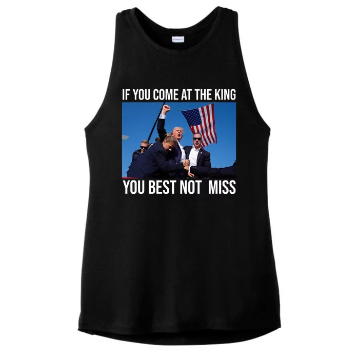 Trump If You Come At The King You Best Not Miss Ladies Tri-Blend Wicking Tank