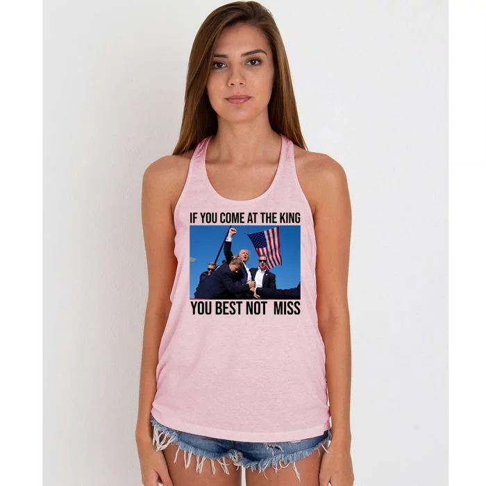 Trump If You Come At The King You Best Not Miss Women's Knotted Racerback Tank