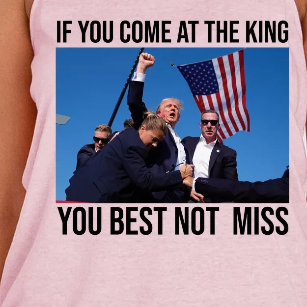 Trump If You Come At The King You Best Not Miss Women's Knotted Racerback Tank