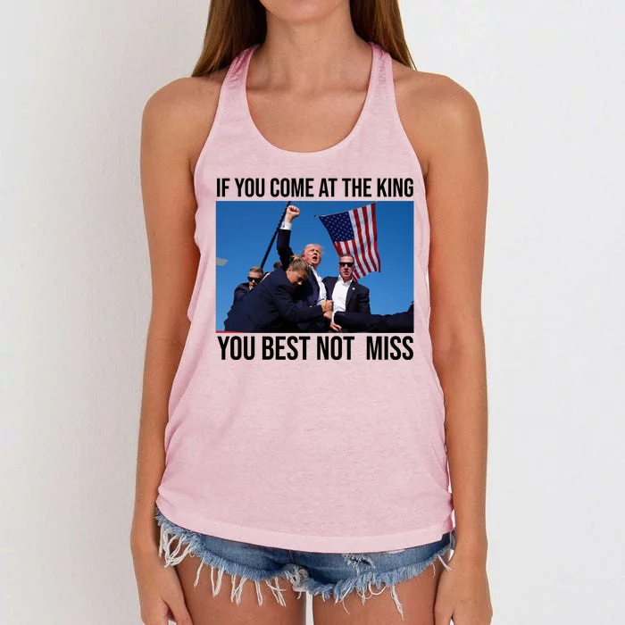 Trump If You Come At The King You Best Not Miss Women's Knotted Racerback Tank