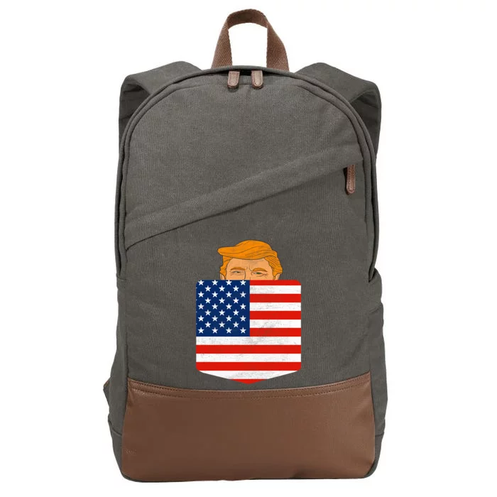 Trump In Your Pocket Usa Election Trump For 2024 4th Of July Cute Gift Cotton Canvas Backpack