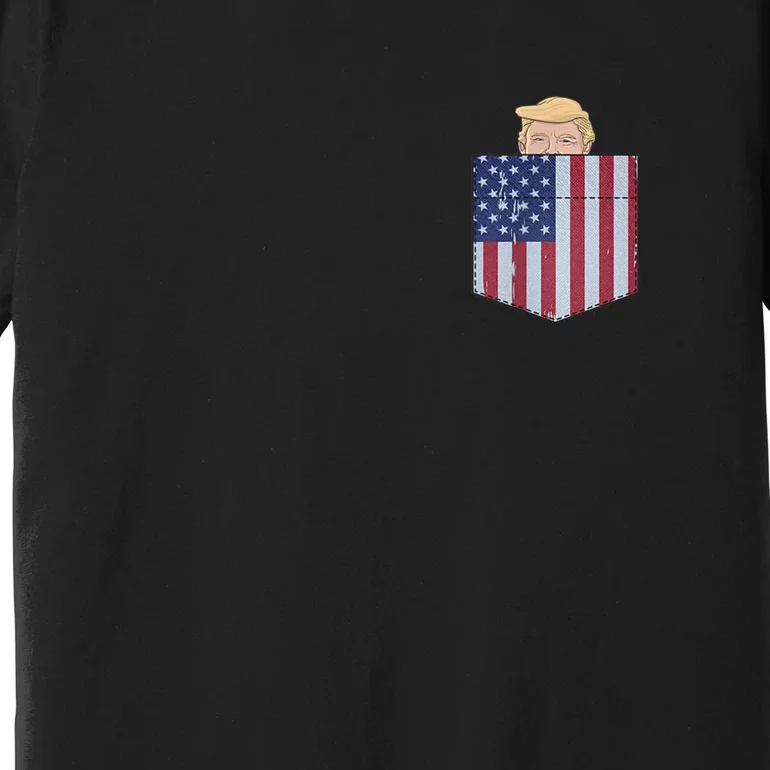 Trump In Your Pocket USA Funny Trump For 2024 Peeking Pocket Premium T-Shirt