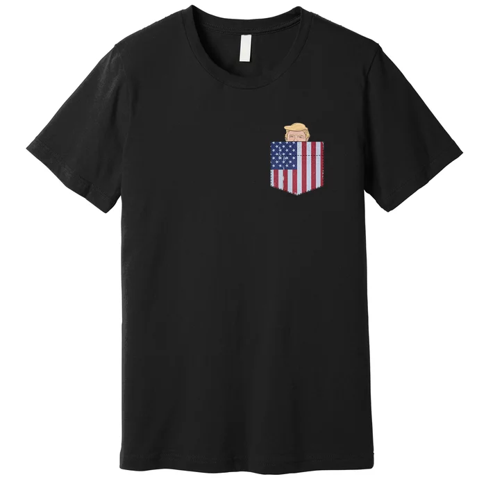 Trump In Your Pocket USA Funny Trump For 2024 Peeking Pocket Premium T-Shirt