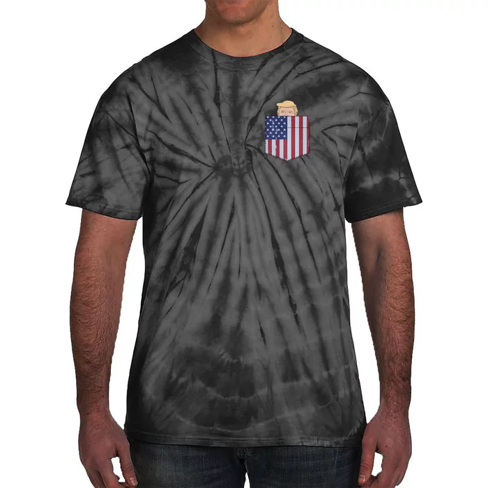 Trump In Your Pocket USA Funny Trump For 2024 Peeking Pocket Tie-Dye T-Shirt