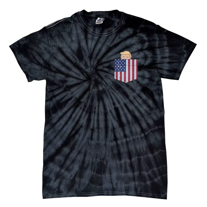 Trump In Your Pocket USA Funny Trump For 2024 Peeking Pocket Tie-Dye T-Shirt