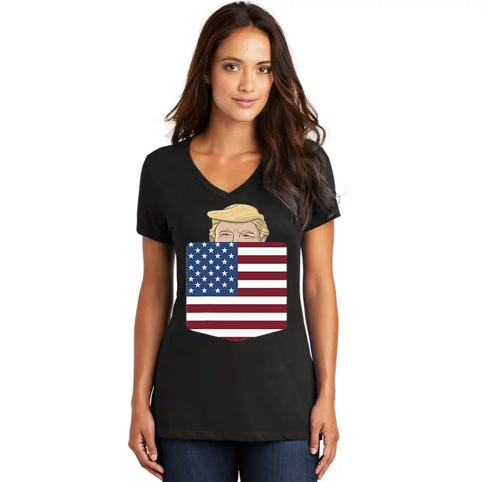 Trump In Your Pocket Usa Election Trump For 2024 Women's V-Neck T-Shirt