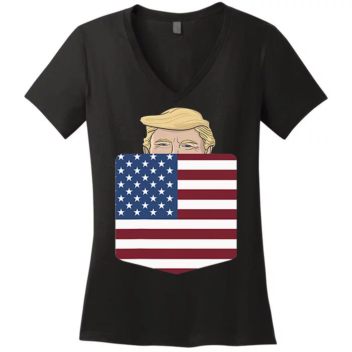 Trump In Your Pocket Usa Election Trump For 2024 Women's V-Neck T-Shirt