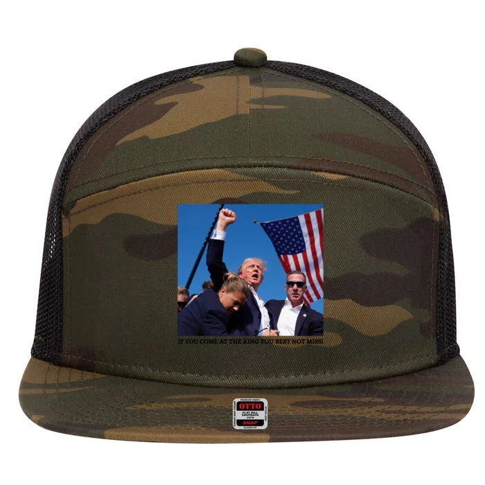 Trump If You Come At The King You Best Not Miss 7 Panel Mesh Trucker Snapback Hat