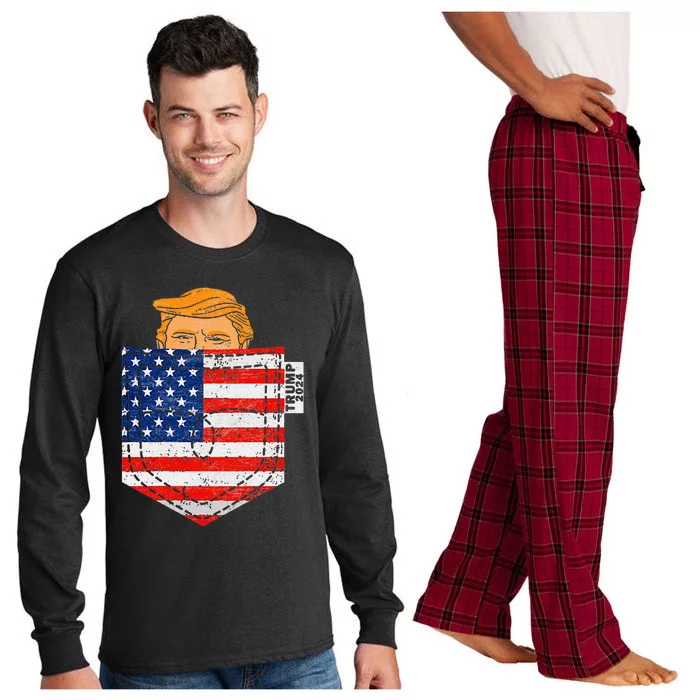 Trump In Your Pocket Usa Election Trump For 2024 Long Sleeve Pajama Set