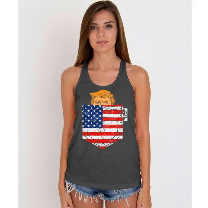 Trump In Your Pocket Usa Election Trump For 2024 Women's Knotted Racerback Tank