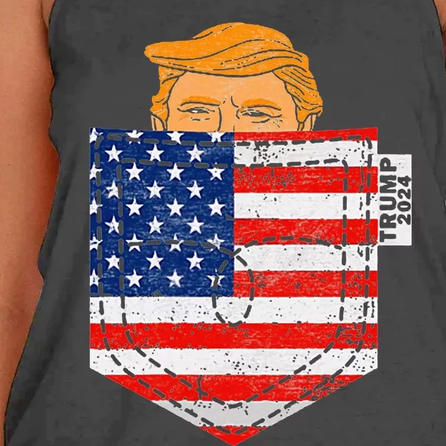 Trump In Your Pocket Usa Election Trump For 2024 Women's Knotted Racerback Tank