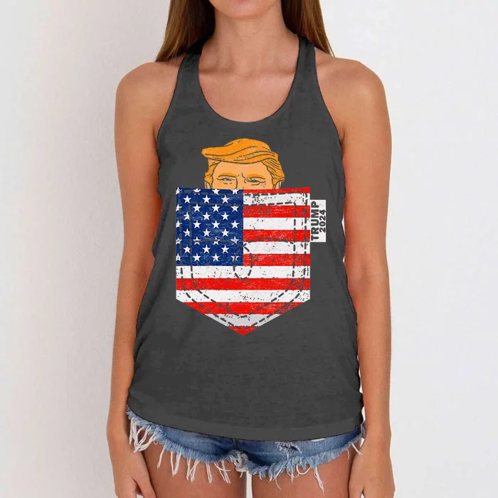 Trump In Your Pocket Usa Election Trump For 2024 Women's Knotted Racerback Tank