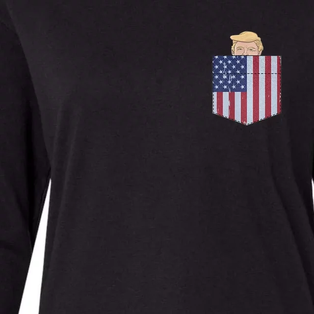 Trump In Your Pocket USA Funny Trump For 2024 Peeking Pocket Womens Cotton Relaxed Long Sleeve T-Shirt