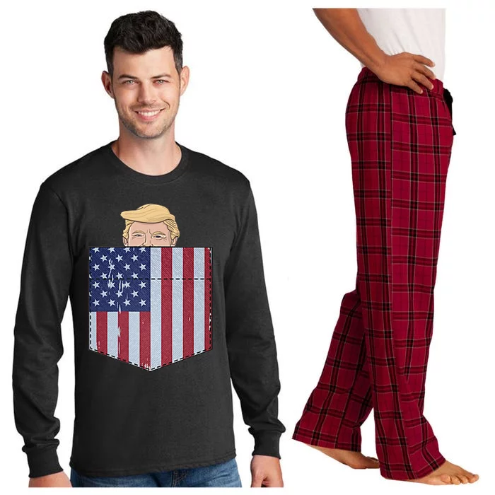 Trump In Your Bag Funny Trump 2024 Peeking Pocket Long Sleeve Pajama Set