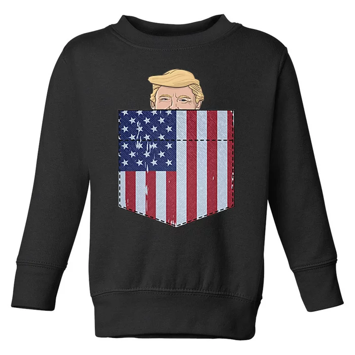 Trump In Your Bag Funny Trump 2024 Peeking Pocket Toddler Sweatshirt