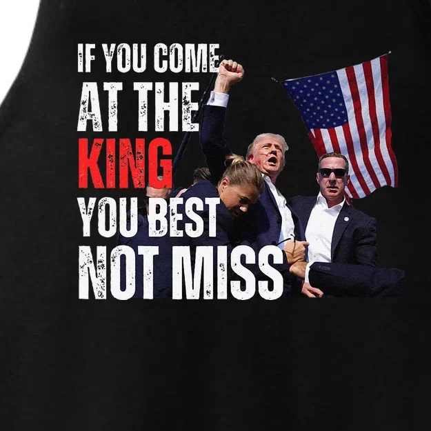 Trump If You Come At The King You Best Not Miss Ladies Tri-Blend Wicking Tank