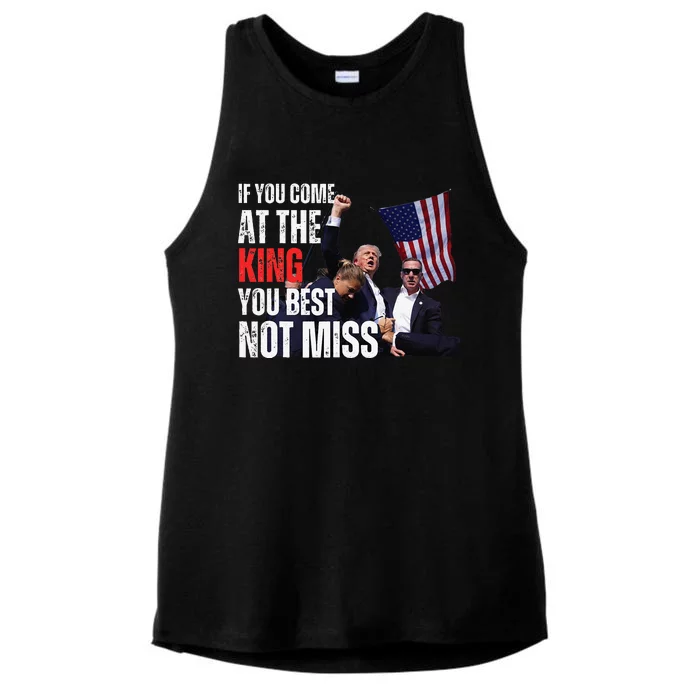 Trump If You Come At The King You Best Not Miss Ladies Tri-Blend Wicking Tank