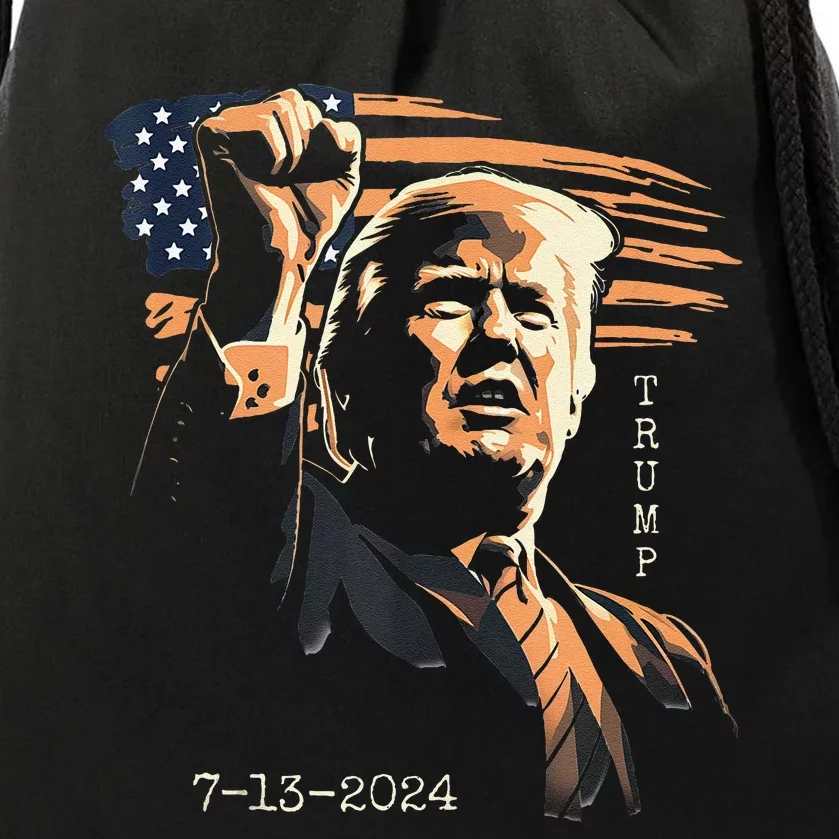 Trump July 13 2024 Inspirational Fist Pump Drawstring Bag