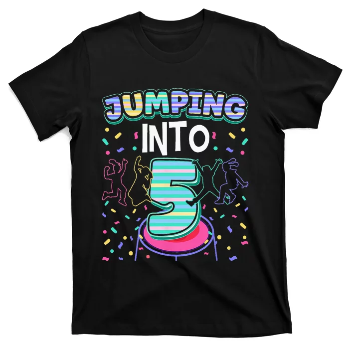 Trampoline Jumper 5 Year Old Jumping Into 5th Birthday T-Shirt