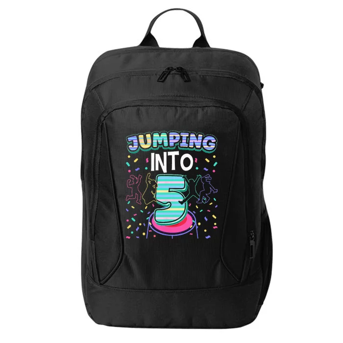 Trampoline Jumper 5 Year Old Jumping Into 5th Birthday City Backpack