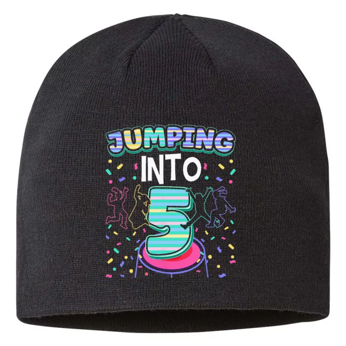 Trampoline Jumper 5 Year Old Jumping Into 5th Birthday 8 1/2in Sustainable Knit Beanie