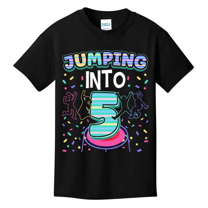 Trampoline Jumper 5 Year Old Jumping Into 5th Birthday Kids T-Shirt