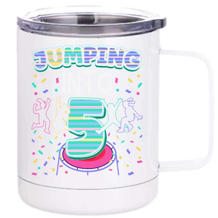 Trampoline Jumper 5 Year Old Jumping Into 5th Birthday Front & Back 12oz Stainless Steel Tumbler Cup