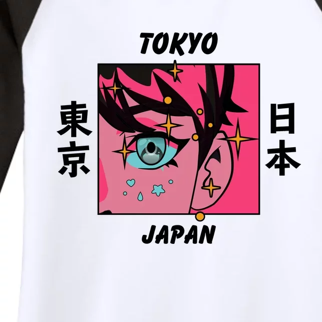 Tokyo Japan Anime Boy Sparkling Eyes Women's Tri-Blend 3/4-Sleeve Raglan Shirt