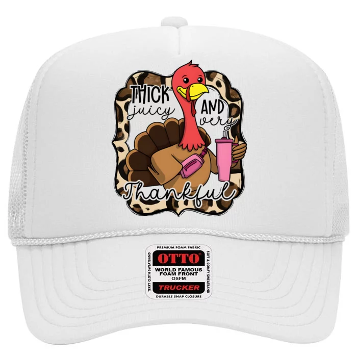 Thick Juicy And Thankful Bougie Mama Thanksgiving Turkey High Crown Mesh Trucker Hat