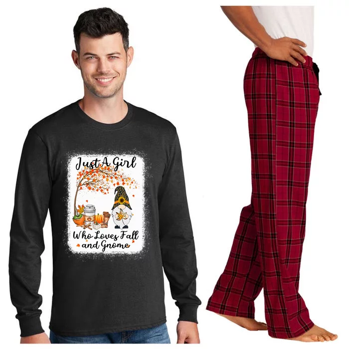 Tu Just A Girl Who Loves Fall And Gnome Thanksgiving Gift Long Sleeve Pajama Set