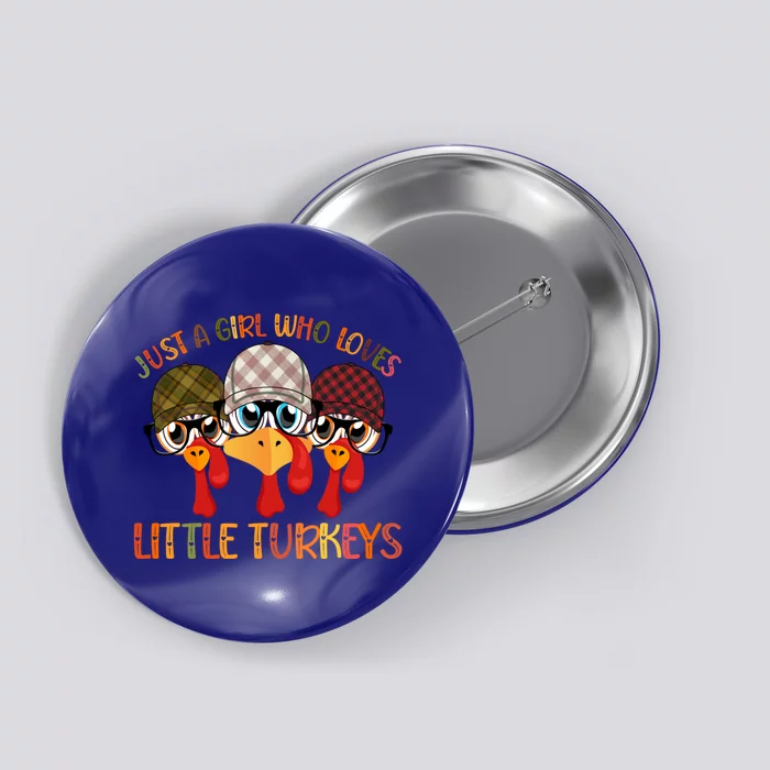 Thanksgiving Just A Girl Who Loves Little Turkey Tartan Cap Great Gift Button